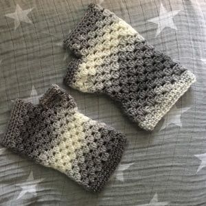 Grey and White Handmade Handwarmers